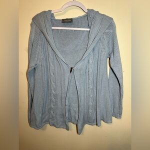 Wooden Ships Paola‎ Buendia Light Blue Hooded Cardigan Sweater Toggle Button S/M